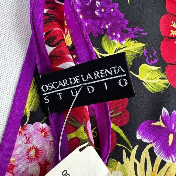 Oscar de la Renta Scarf, Silk, 50x10, Fan Floral Print - Picture 6 of 8